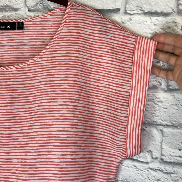 Apt. 9 Coral and White Striped Blouse Size Medium - Picture 2 of 5